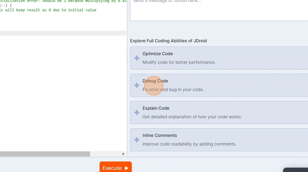 Debugging factorial code with JDoodle AI
